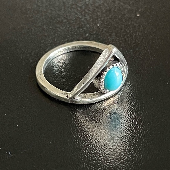 S925 silver turquoise stone statement ring size 6 - Picture 2 of 8